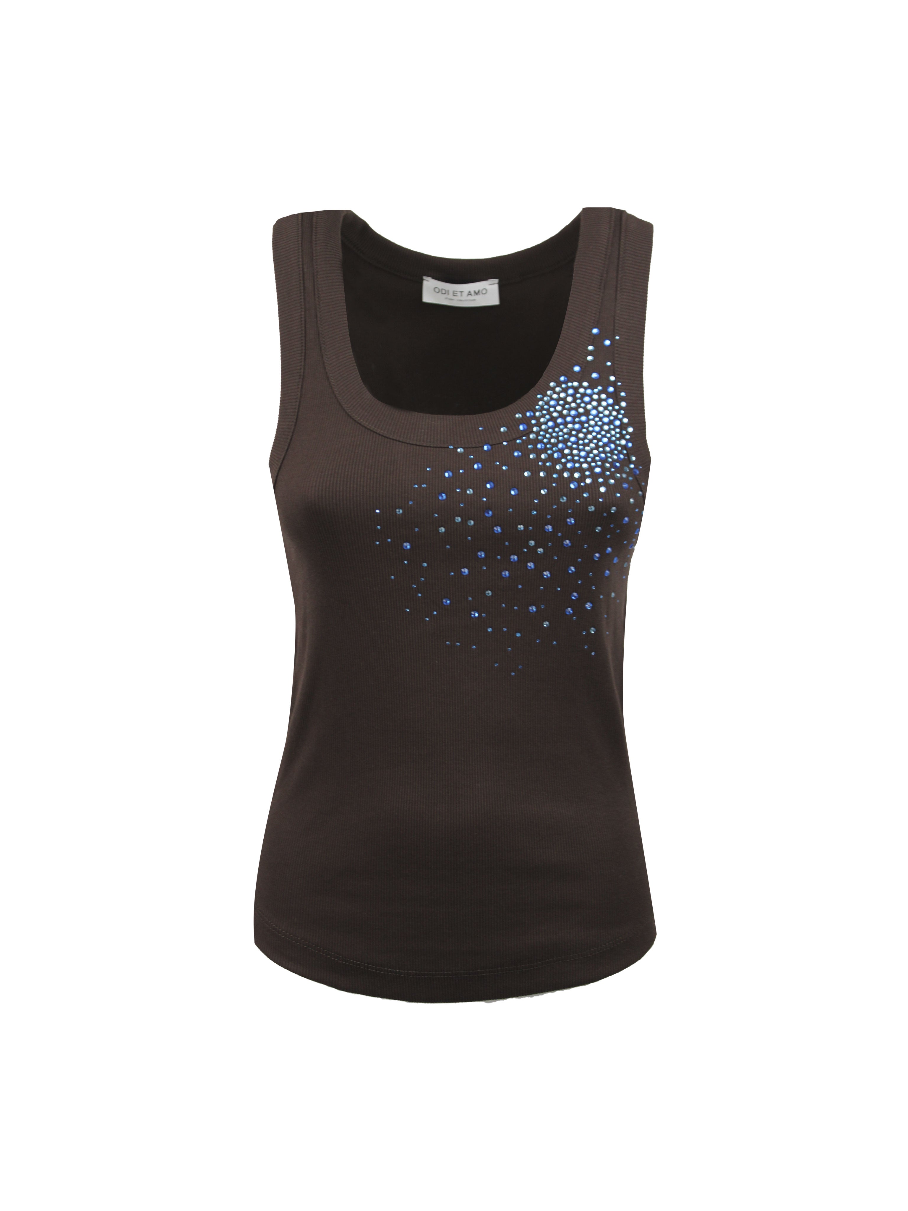 CANOTTA A COSTE E SCOLLO AMPIO CON APPLICAZIONE STRASS