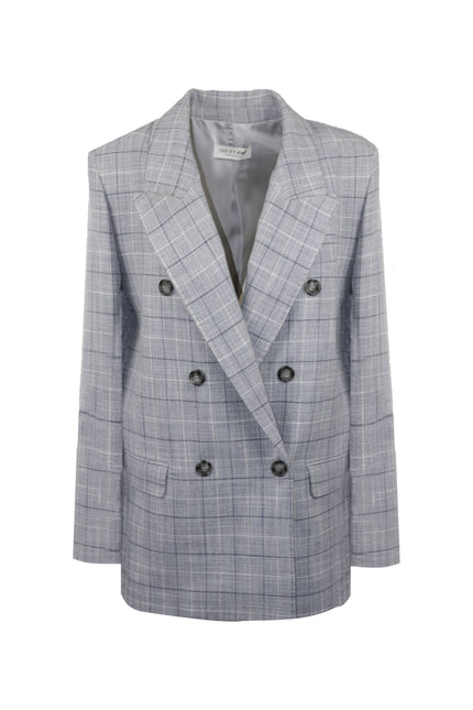 LAURENT TAILORED DOUBLE-BREASTED BLAZER WITH CUSTOM BUTTONS 