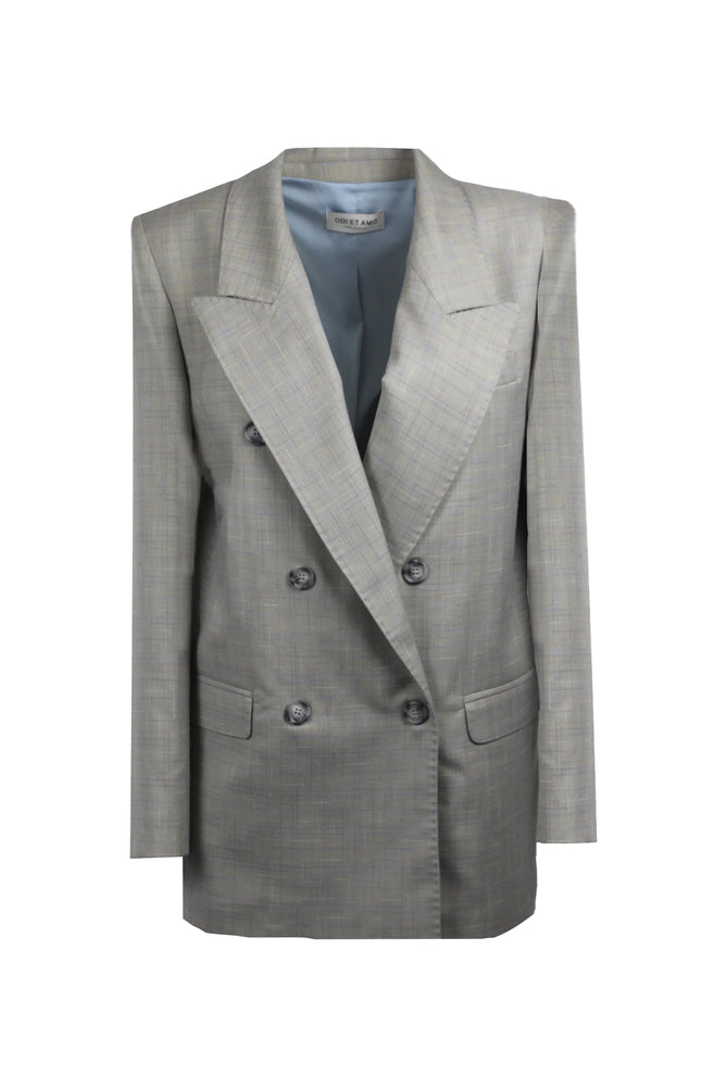 Blazer doppiopetto Loren a quadri con bottoni logati.