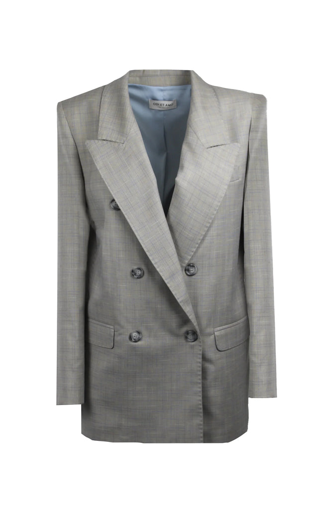 Blazer doppiopetto Loren a quadri con bottoni logati.