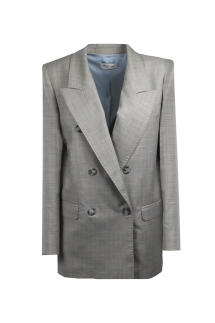 Blazer doppiopetto Loren a quadri con bottoni logati.