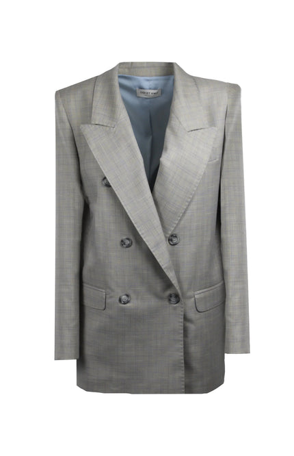 Blazer doppiopetto Loren a quadri con bottoni logati.