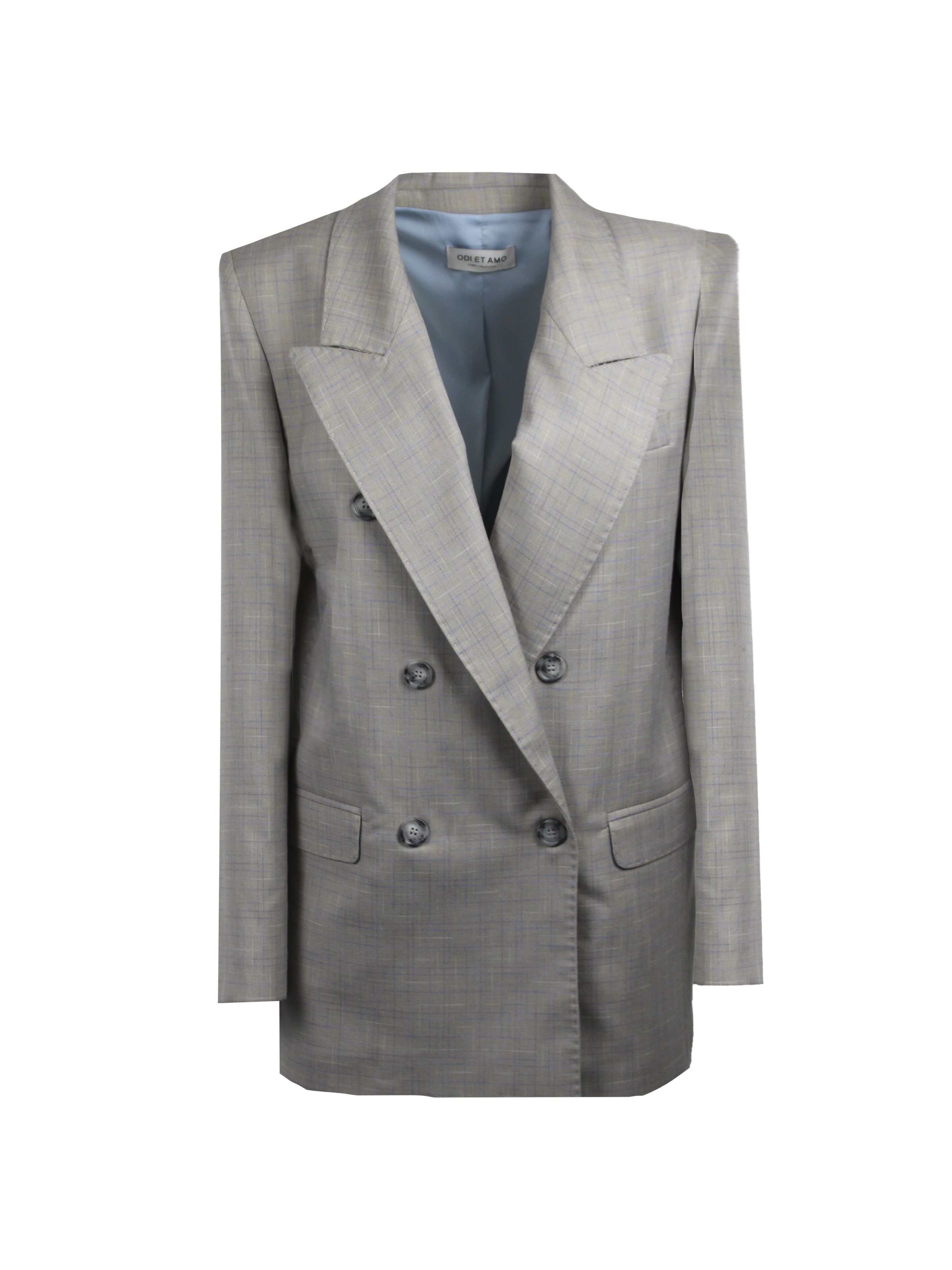 BLAZER DOPPIOPETTO STAMPA QUADRI CON BOTTONI PERSONALIZZATI