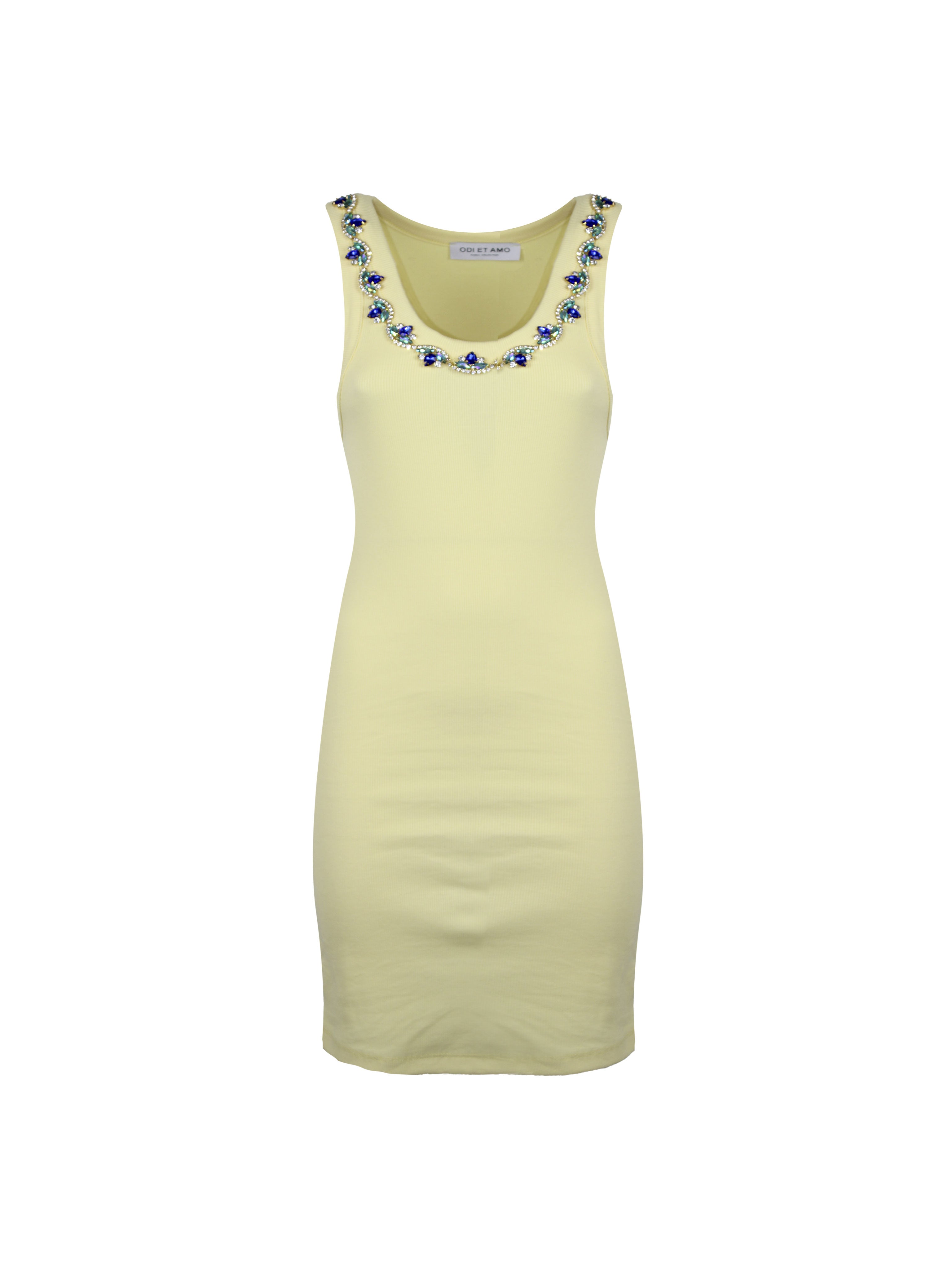 ABITO CORTO A COSTE CON APPLICAZIONE GIOIELLO