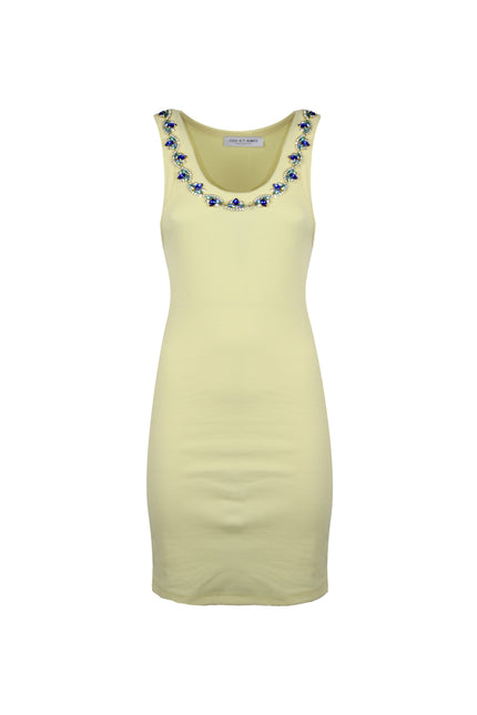 SHORT RIBBED DRESS WITH JEWEL APPLICATION 