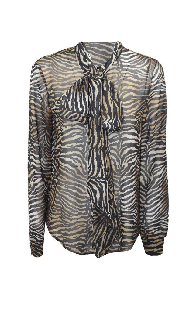 CAMICIA FIOCCO SEMITRASPARENTE