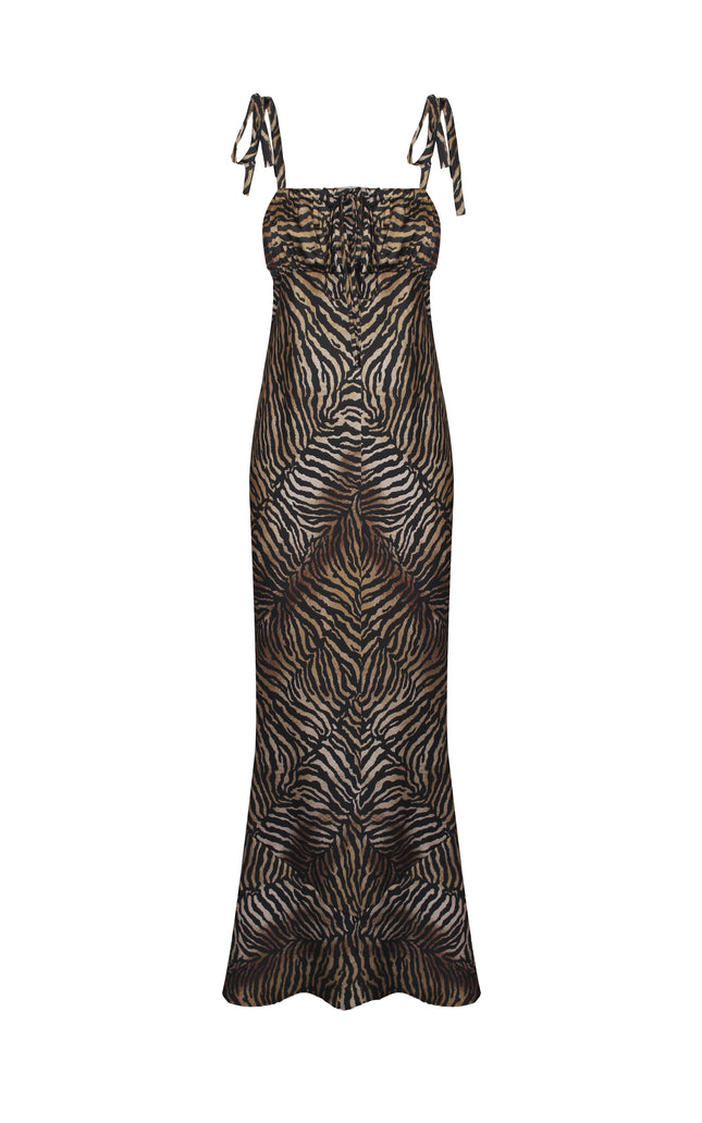 LONG DRESS WITH BOWS ON THE SHOULDER