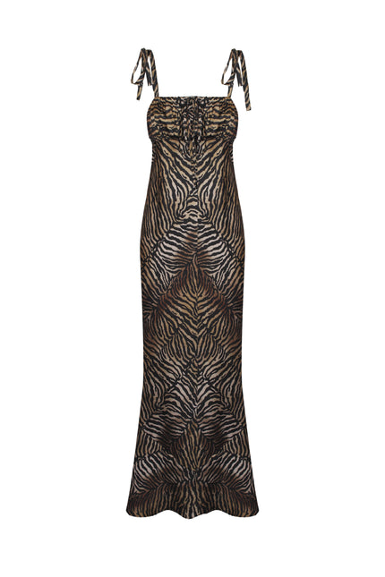 LONG DRESS WITH BOWS ON THE SHOULDER