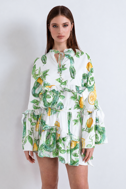 SHORT HIPPY DRESS WITH RUFFLES