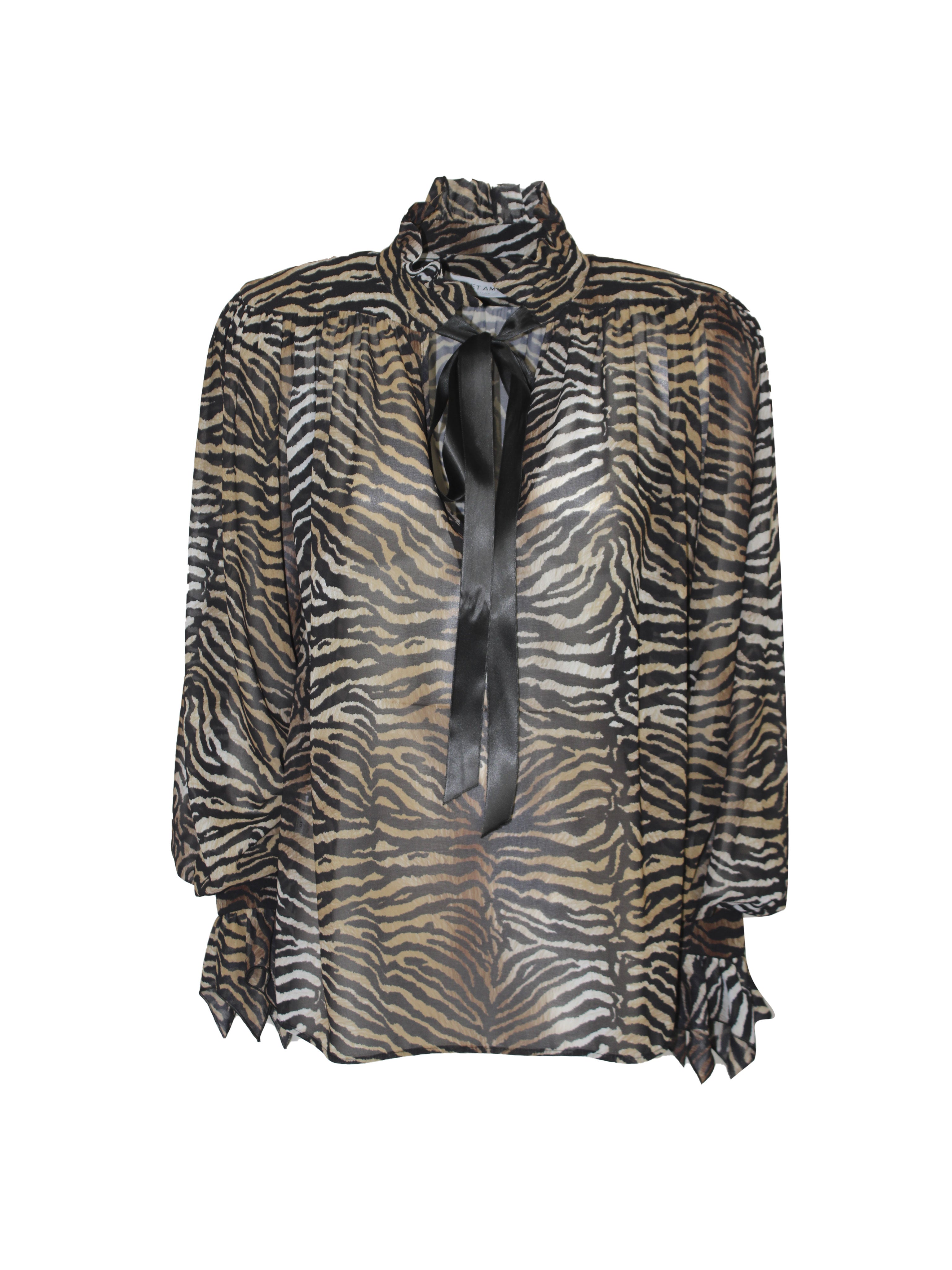 CAMICIA LAURENT SEMITRASPARENTE CON FIOCCO