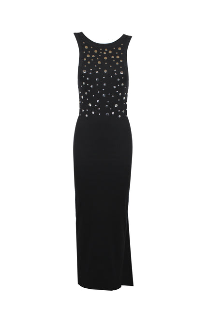 LONG RIBBED DRESS WITH FLAT STUDS 