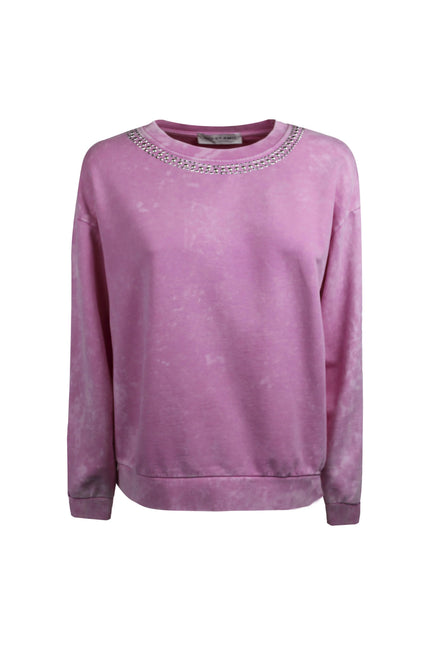 NORMAL FIT GARMENT DYED SWEATSHIRT WITH STUDS 