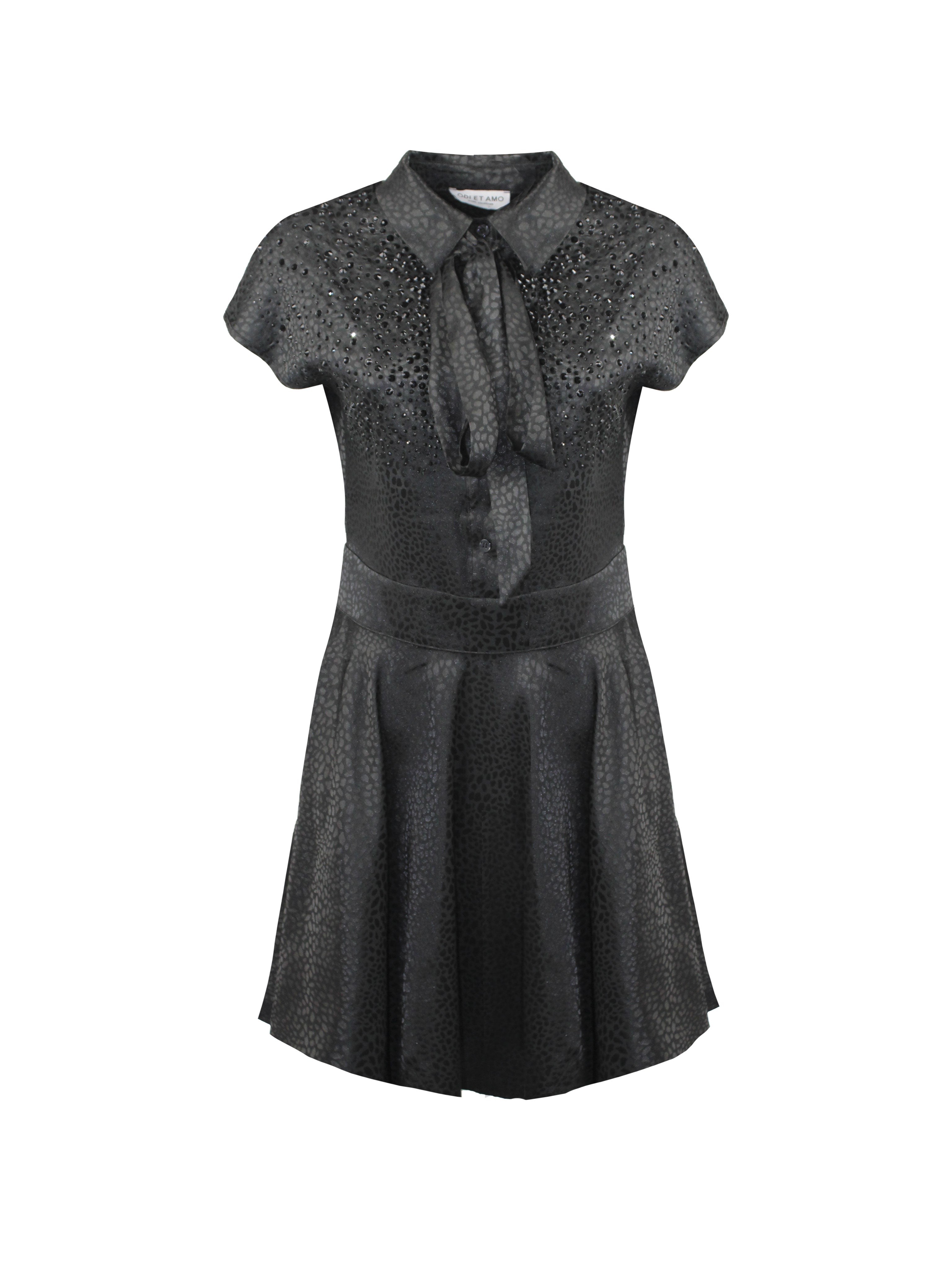 ABITO CON GONNA A RUOTA CORTO E FIOCCO