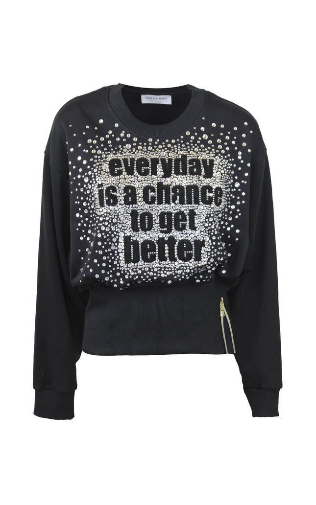 FELPA ZIP E STRASS