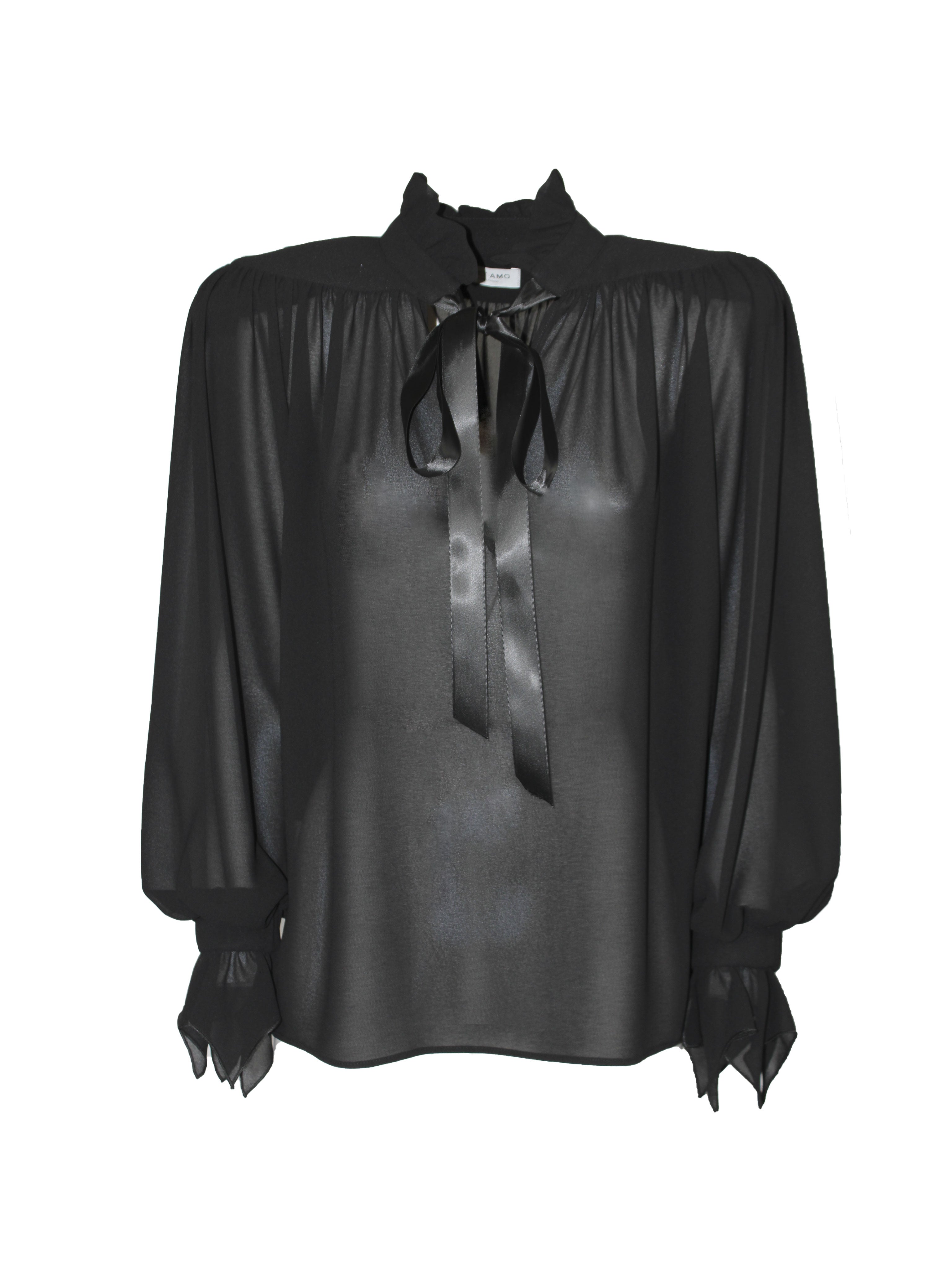 CAMICIA LAURENT SEMITRASPARENTE CON FIOCCO