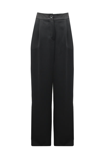 Pantalone smoking donna nero a vita media sartoriale