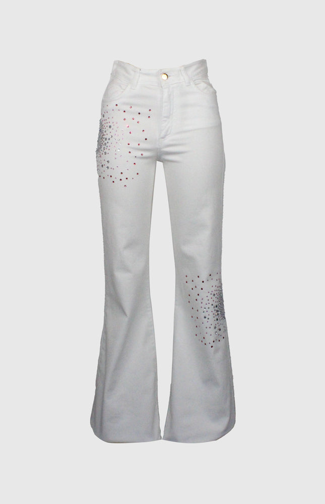 JEANS A ZAMPA ADERENTI CON TASCHE E CRISTALLI BIG BANG