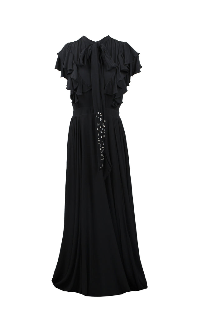LONG DRESS WITH BOW AND RUFFLES 