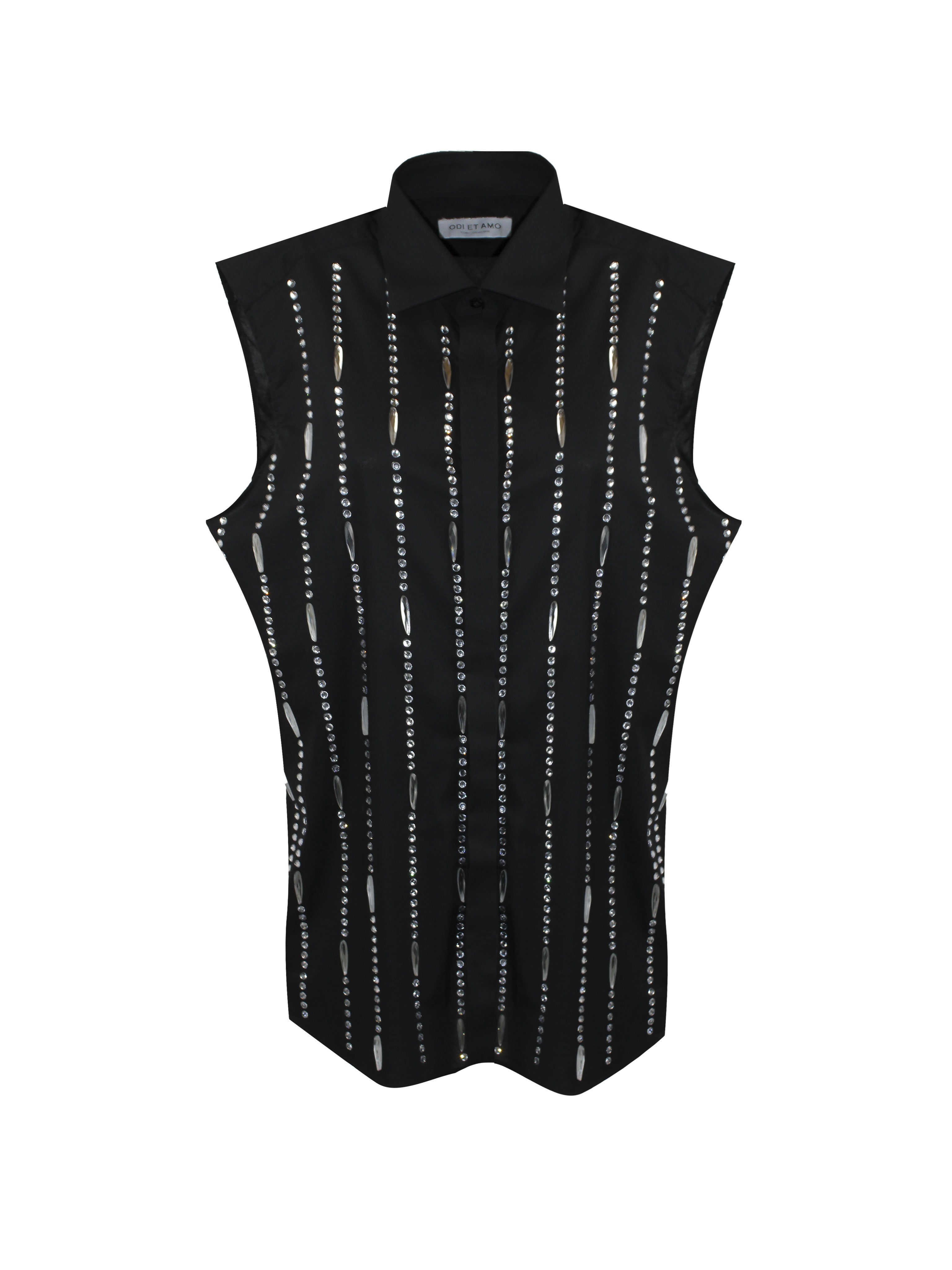 CAMICIA SMANICATA GIOIELLO APPLICAZIONE CRISTALLI