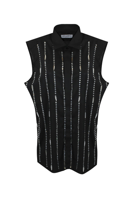 SLEEVELESS JEWEL SHIRT WITH CRYSTAL APPLICATION 