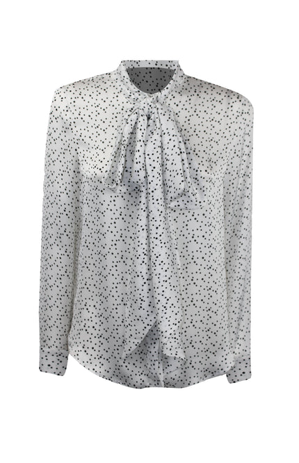 Blusa a pois con fiocco al collo ODI ET AMO, camicia elegante da donna manica lunga per look ufficio chic.