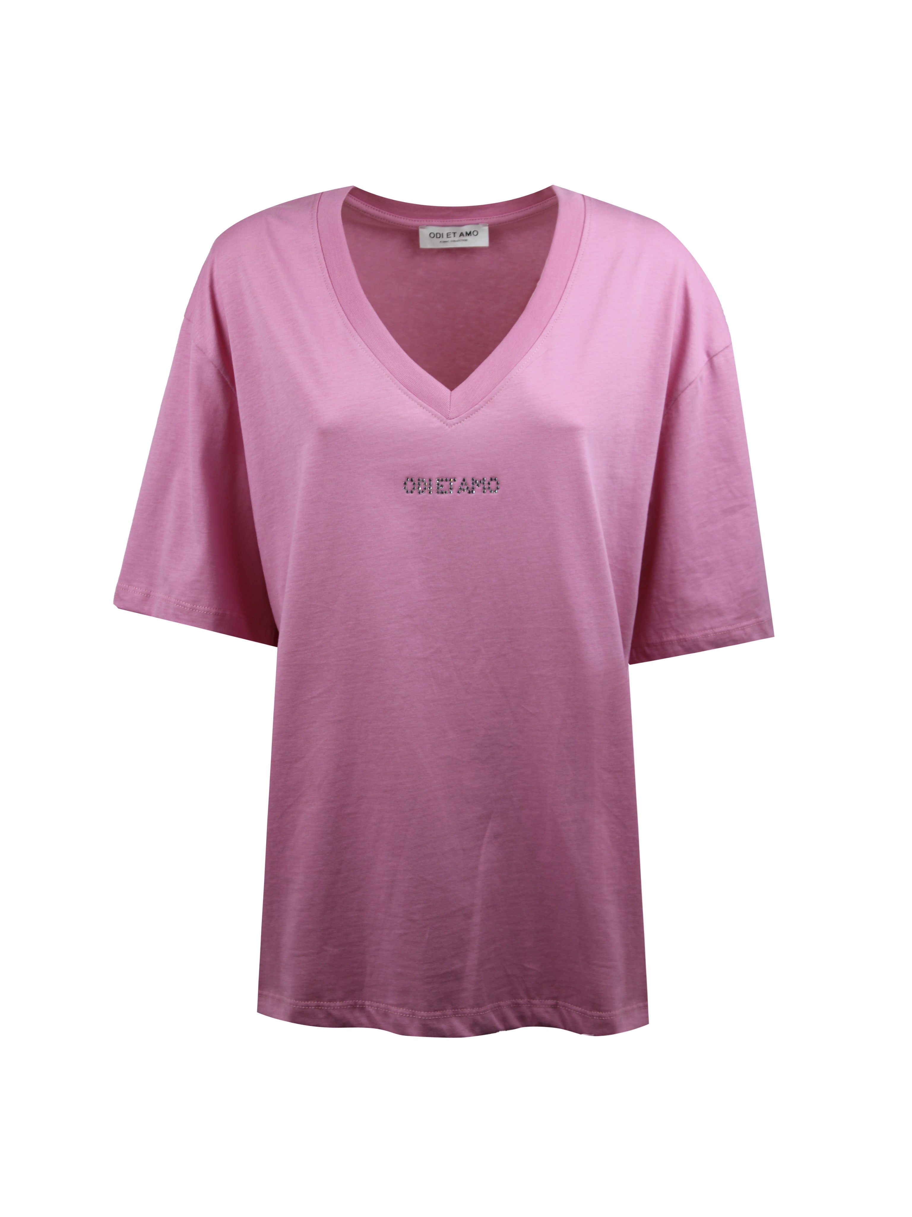 T-SHIRT DUBAI OVERSIZE SCOLLO A V LOGO STRASS
