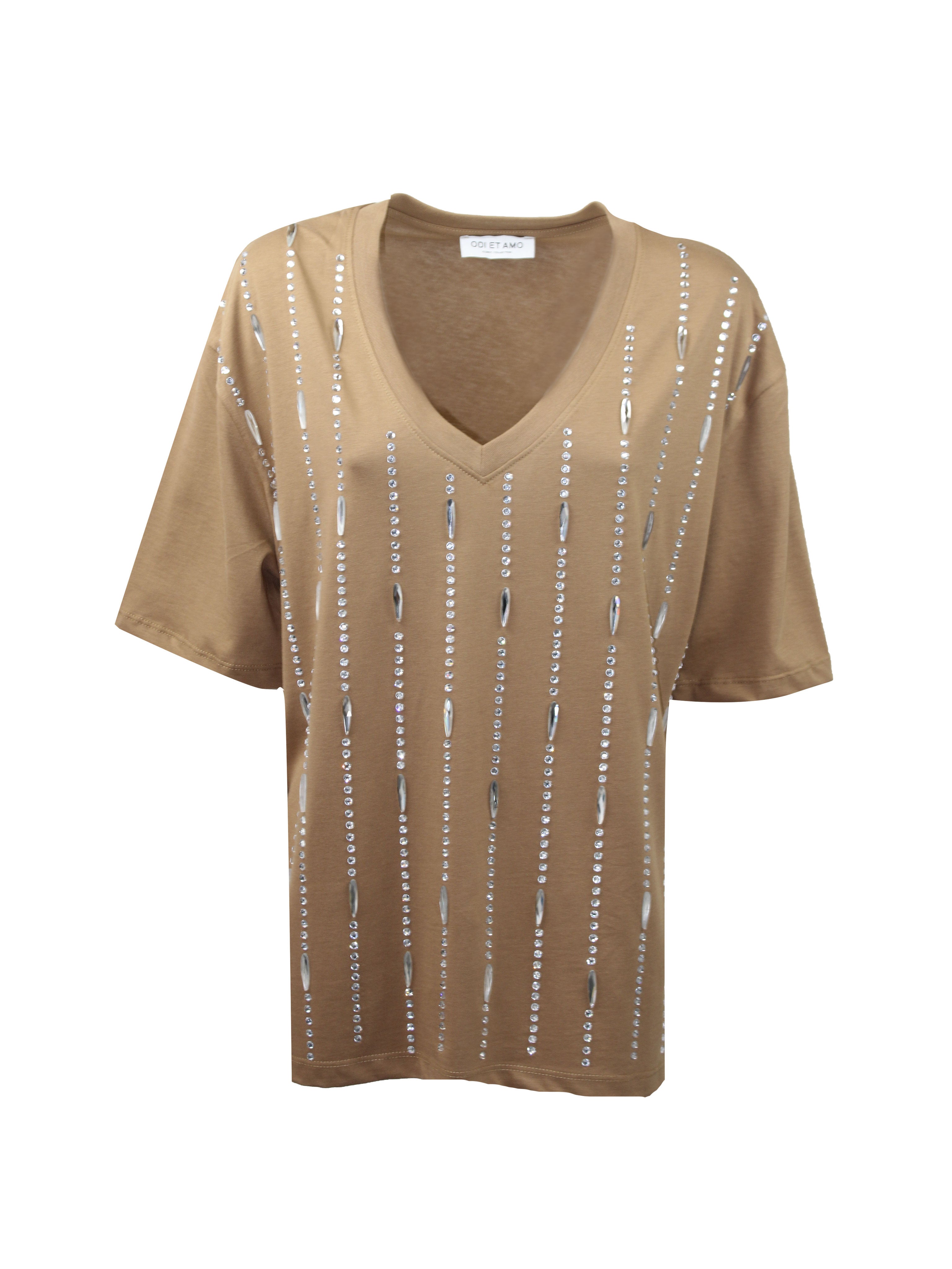 T-SHIRT DUBAI OVERSIZE SCOLLO A V CRISTALLI