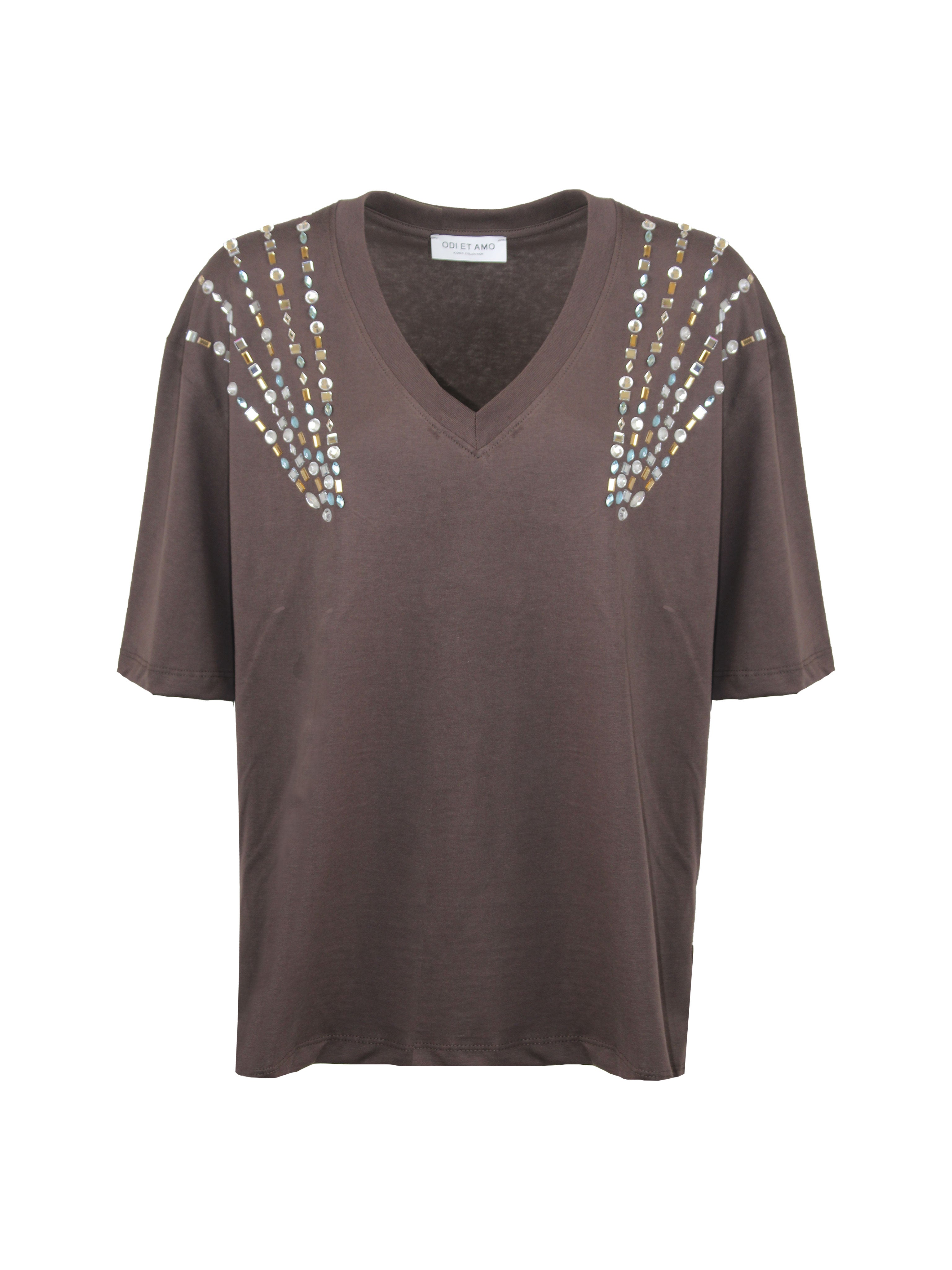 T-SHIRT DUBAI OVERSIZE SCOLLO A V APPLICAZIONE CIELO