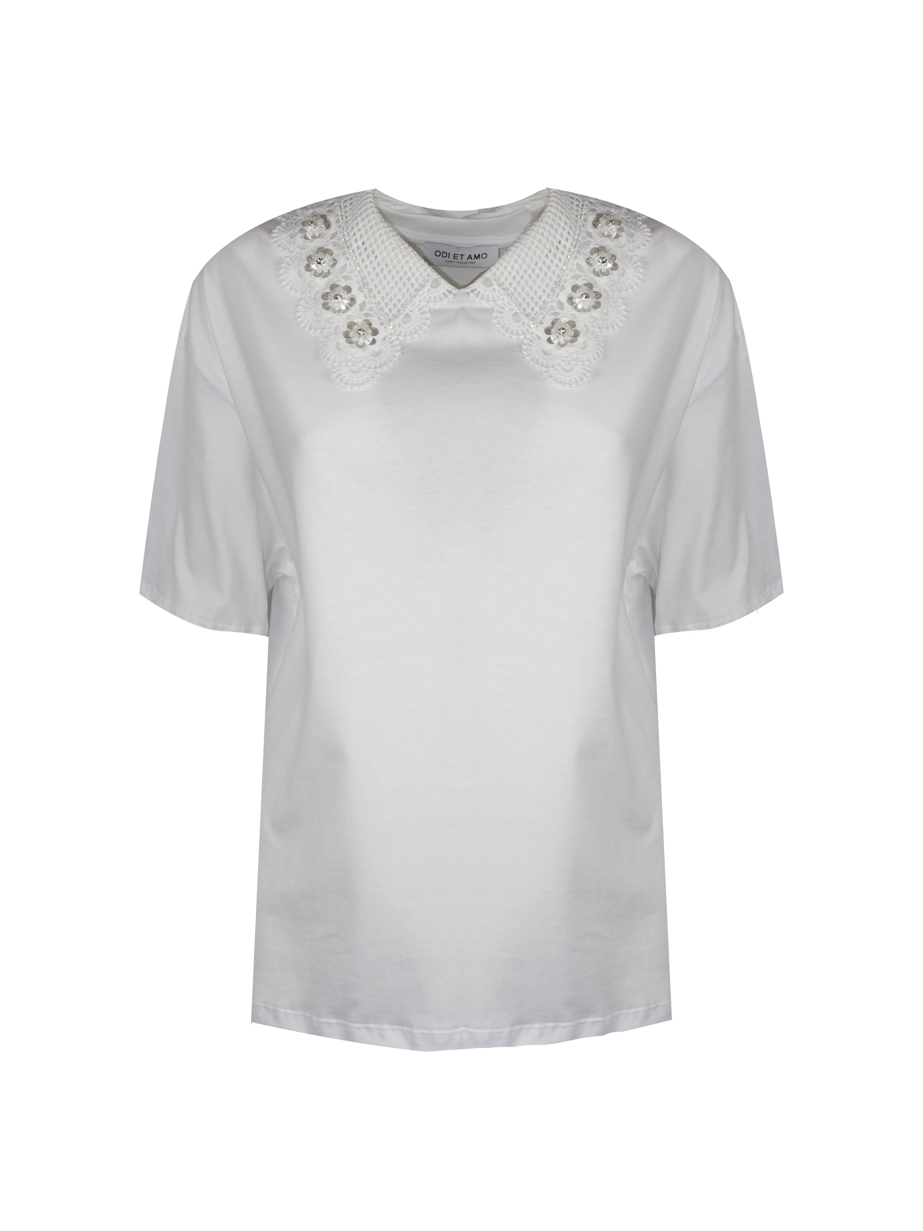 T-SHIRT PARIS OVERSIZE IN COTONE CON COLLO MACRAME'