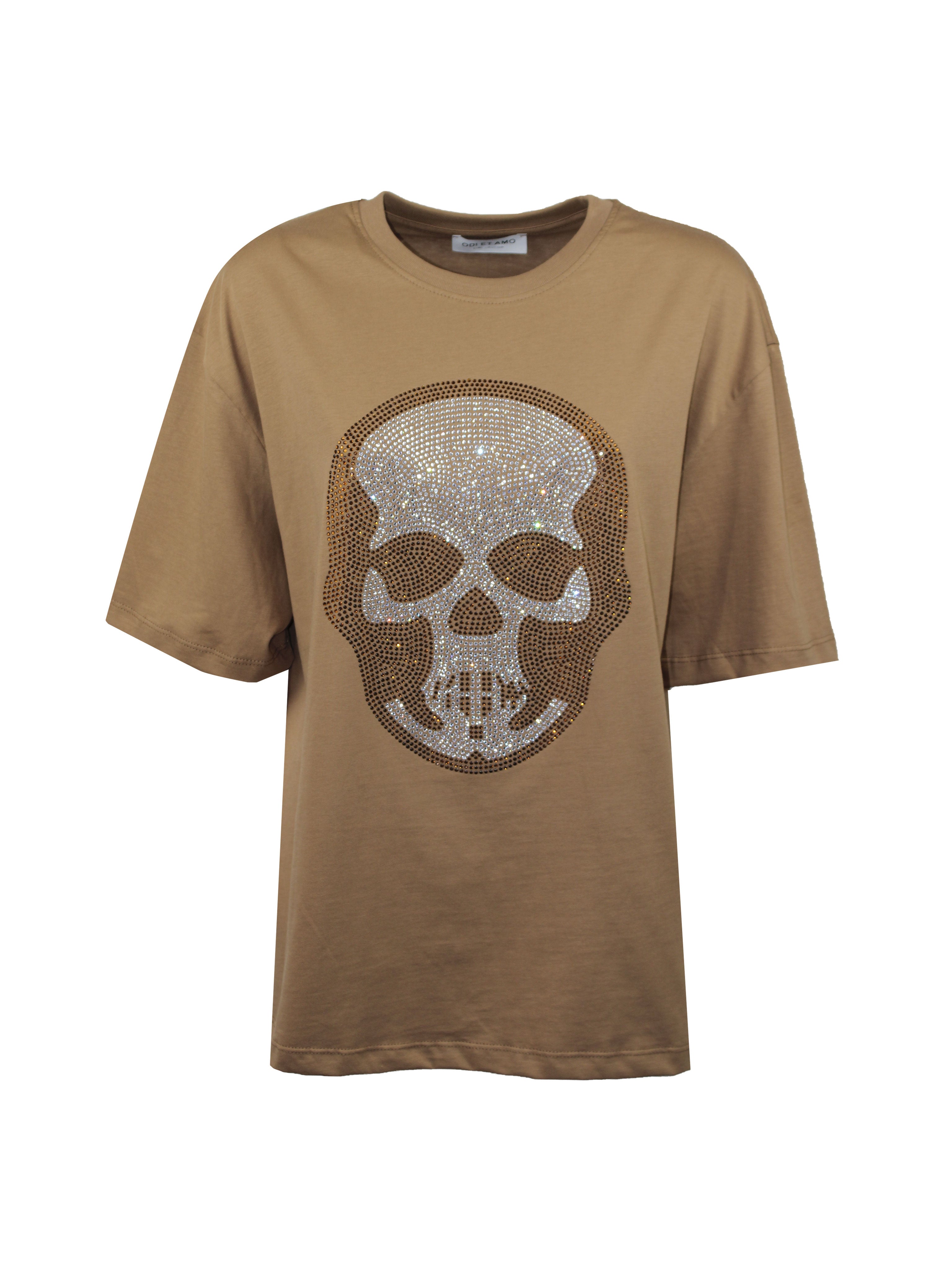T-SHIRT OVERSIZE PARIS IN COTONE CON STRASS TESCHIO