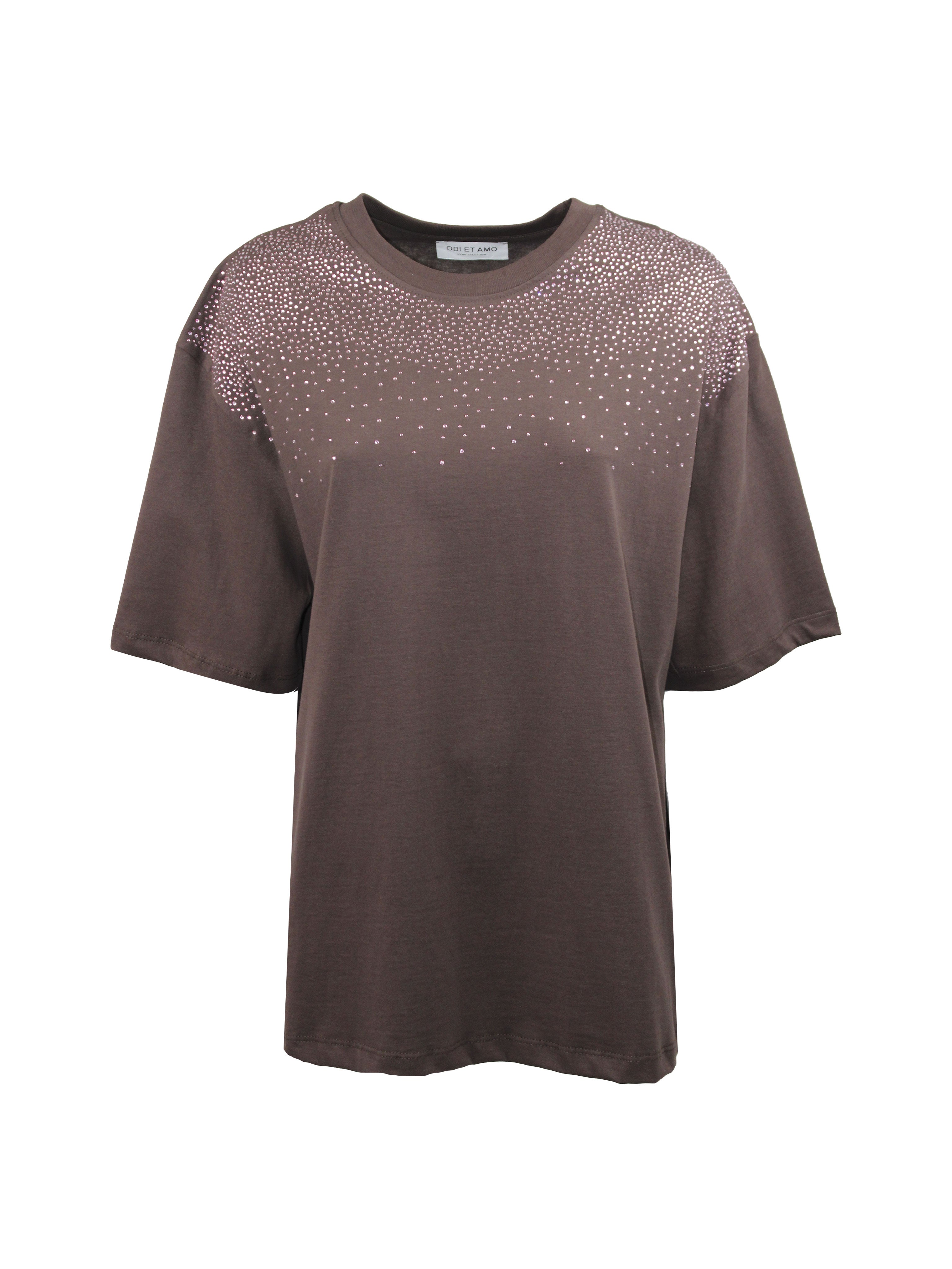 T-SHIRT OVERSIZE PARIS PIOGGIA STRASS ROSA
