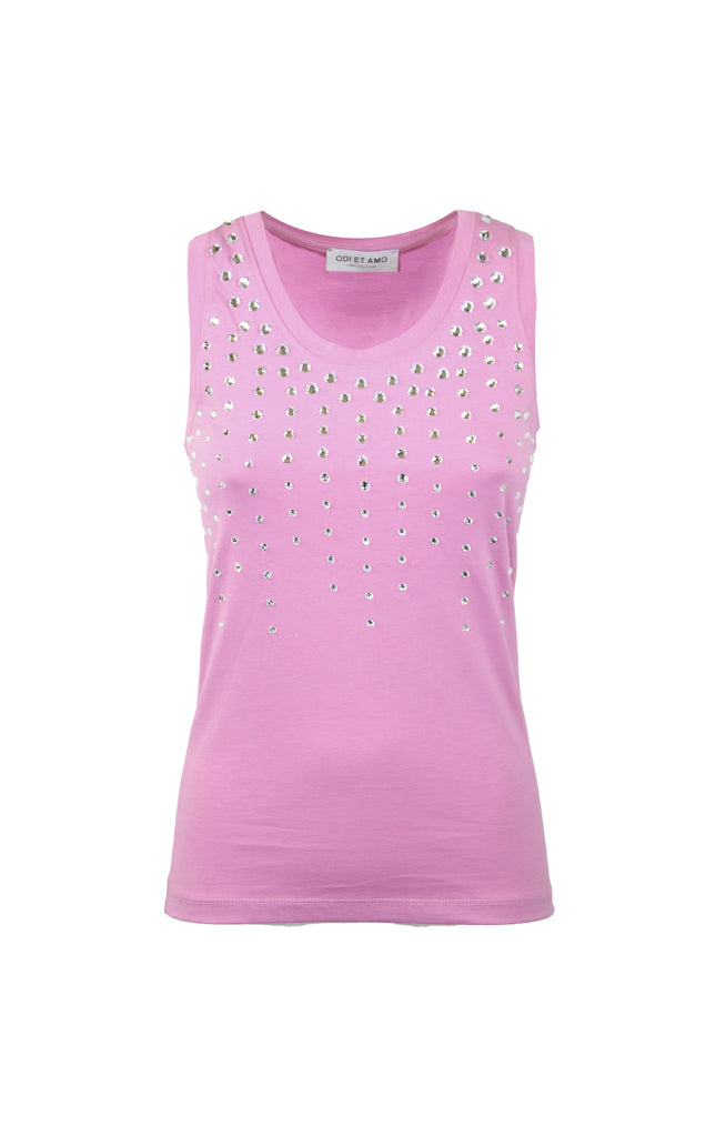 IBIZA CRYSTAL STRIPED COTTON TANK TOP 