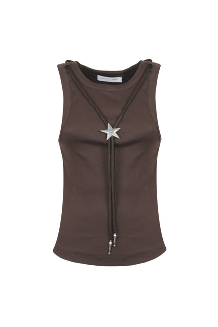 RIBBED TANK TOP WITH COWBOY STAR LACE 