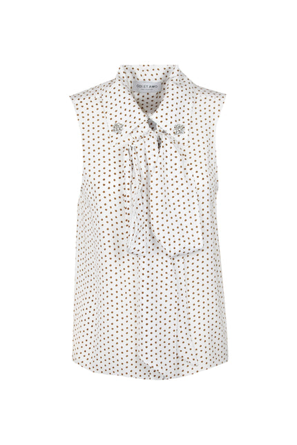 VIVIENNE SLEEVELESS BLOUSE WITH COLLAR AND BOW