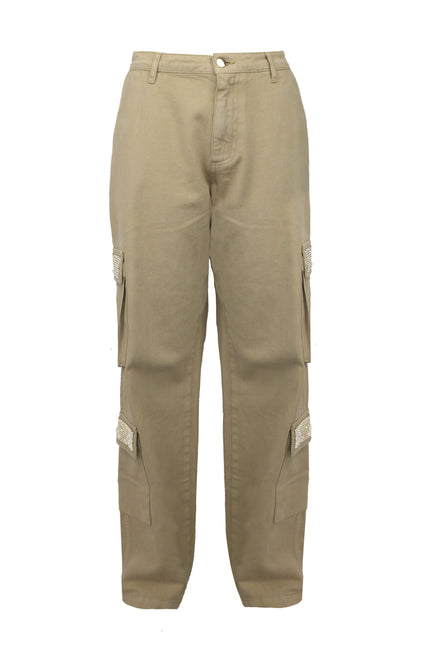 JEANS CARGO GOLD CON TASCHE STRASS