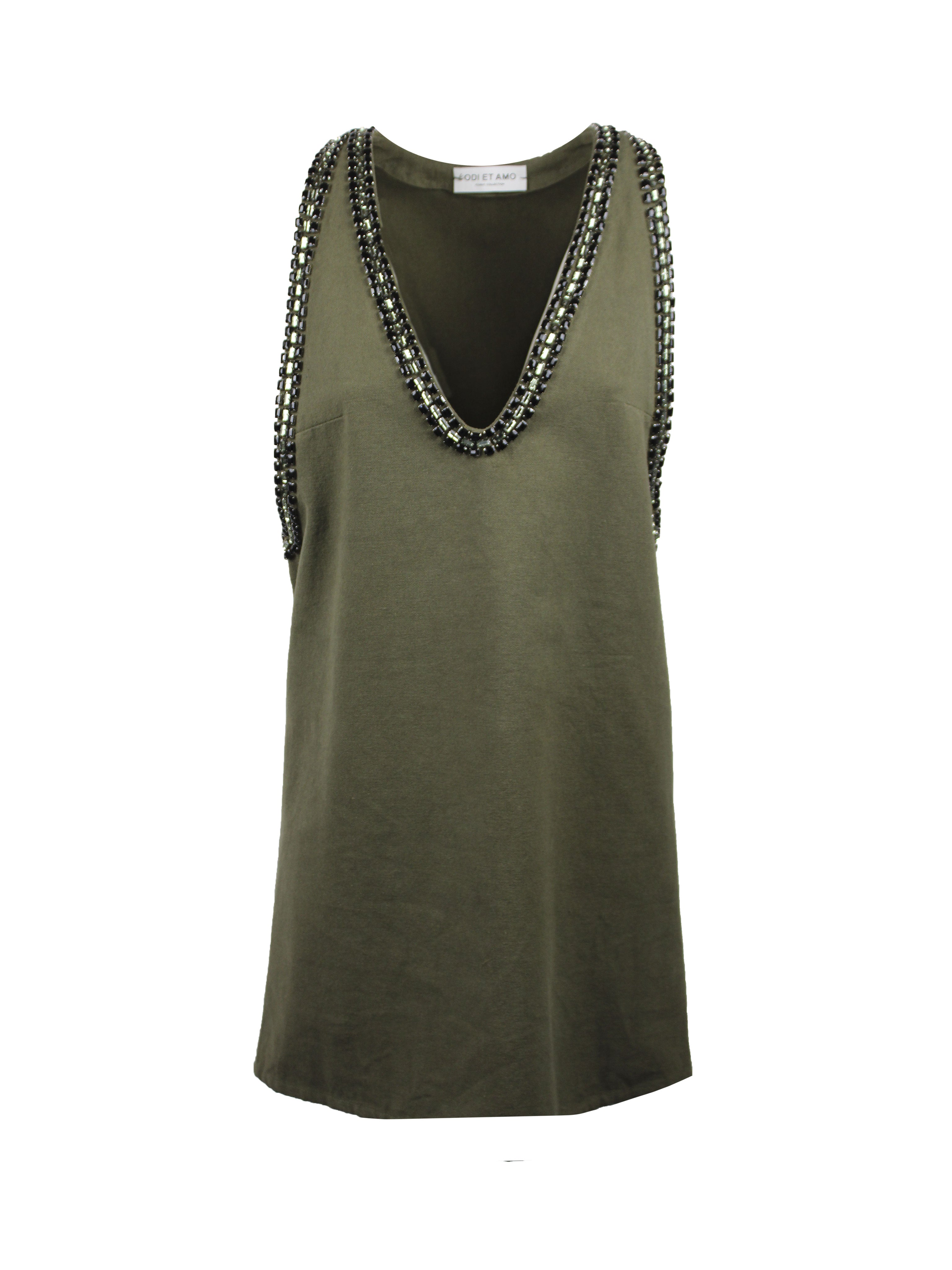 SALOPETTE CHIARA IN DENIM CON CRISTALLI SU PROFILO