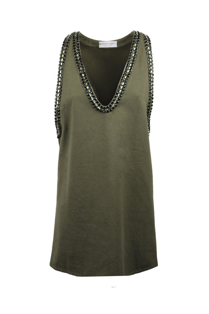LIGHT DENIM OVERALLS WITH CRYSTALS ON THE PROFILE