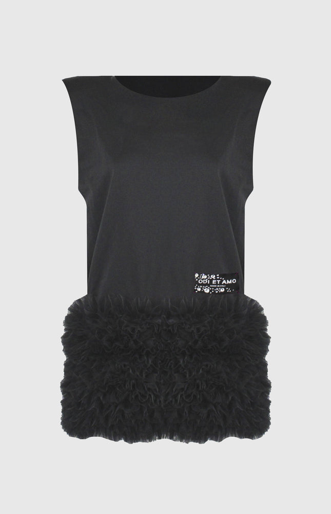 ABITO TUBINO SMANICATO COTONE TULLE E SPALLINE