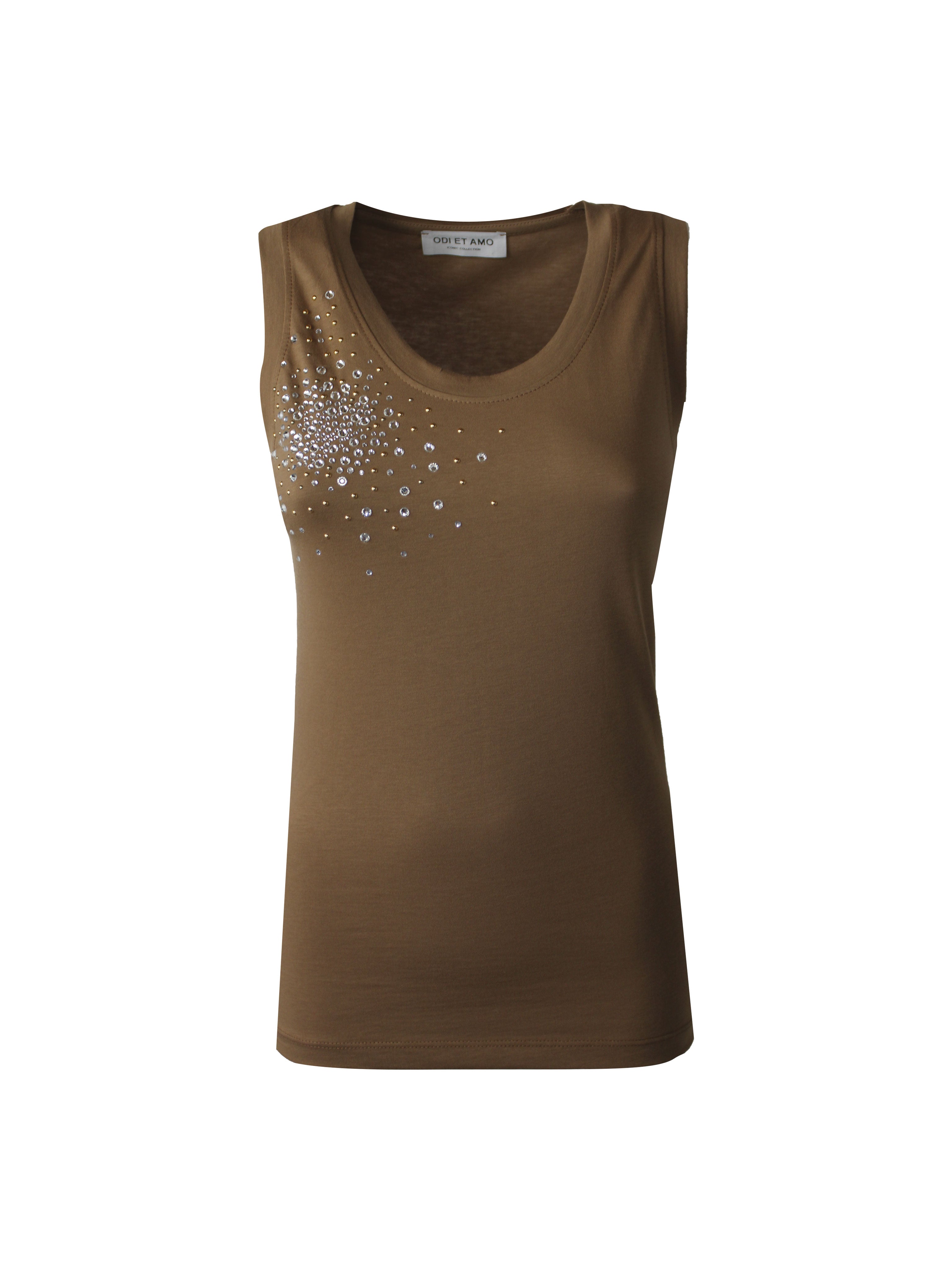 CANOTTA IBIZA NORMAL FIT IN COTONE CON STRASS