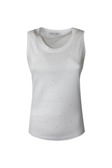IBIZA NORMAL FIT COTTON TANK TOP WITH RHINESTONE AND LABEL 