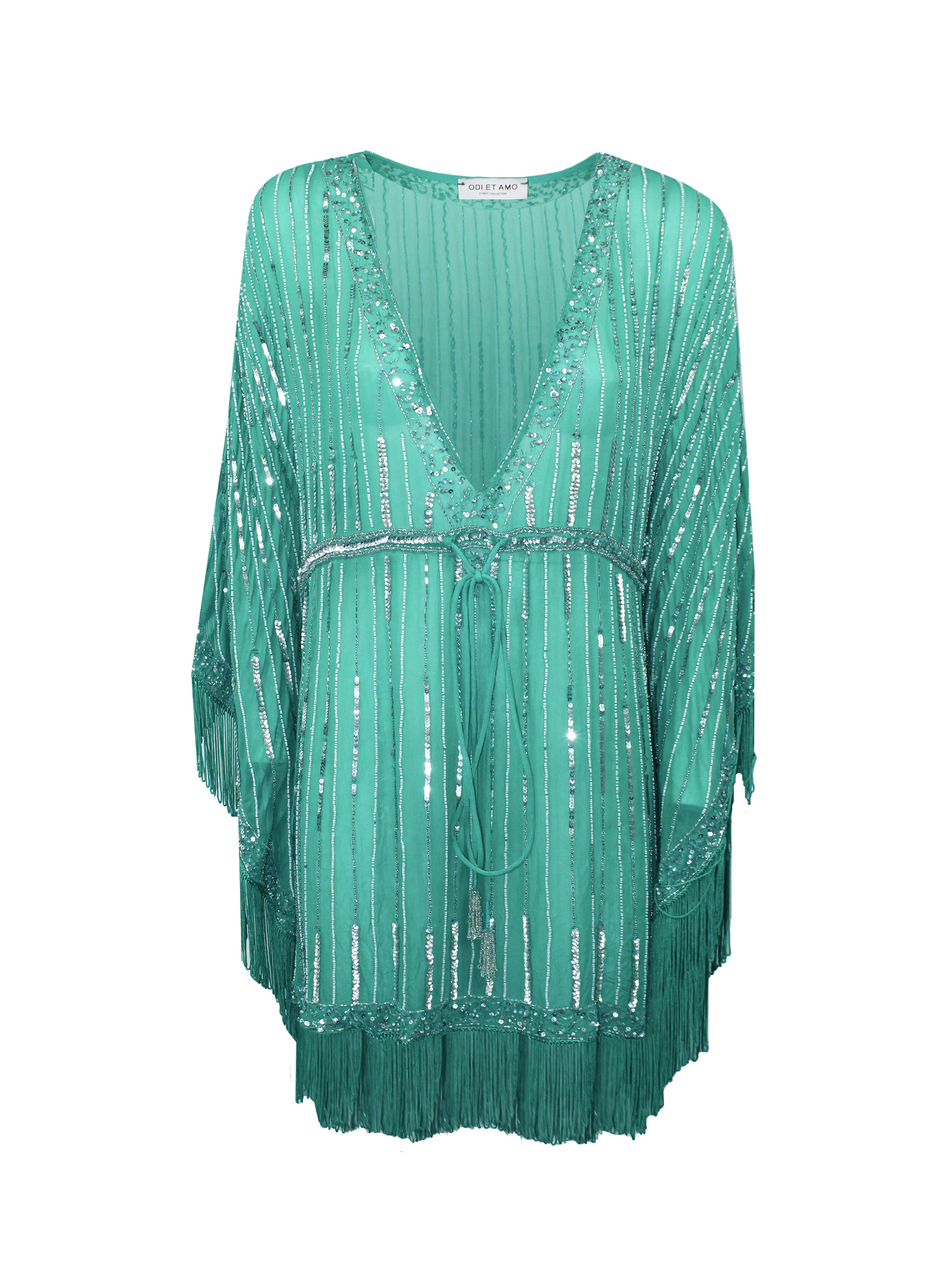 CAFTANO GIOIELLO SEMITRASPARENTE RICAMATO A MANO