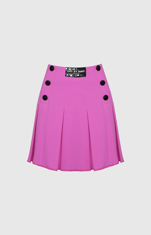 PLEATED SKIRT WITH JEWEL LABEL AND BLACK BUTTONS