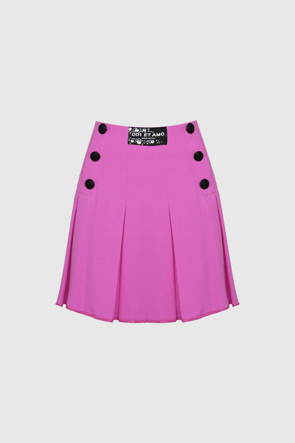 PLEATED SKIRT WITH JEWEL LABEL AND BLACK BUTTONS