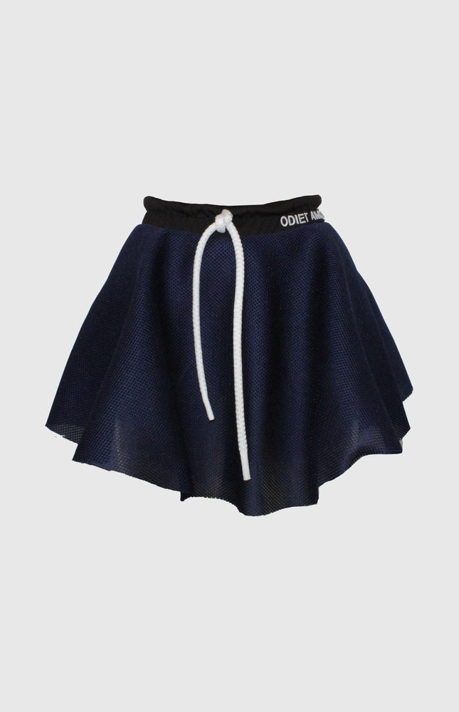 SHORT STRETCH WIDE SKIRT WITH COULOTTE AND EMBROIDERY