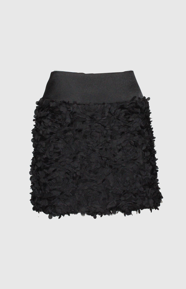 MINIGONNA TUBINO CON PETALI E FASCIA IN RASO