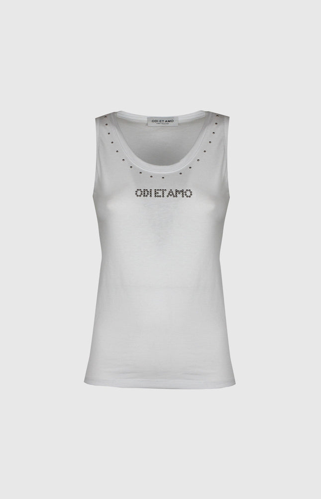 CANOTTA SLIM FIT CON BORCHIE ARGENTO ODI ET AMO