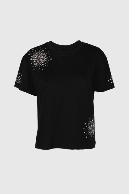 SILM FIT COTTON SLEEVELESS T-SHIRT WITH BIG BANG RHINESTONE
