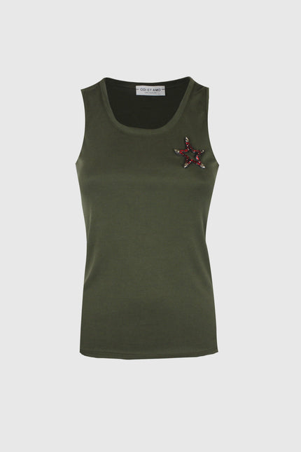 CANOTTA A COSTE APPLICAZIONE STELLA GIOIELLO IN MODAL E COTONE