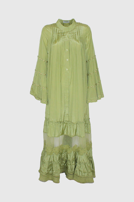 ABITO MIDI CHEMISIER CON DETTAGLI IN PIZZO E FIOCCO