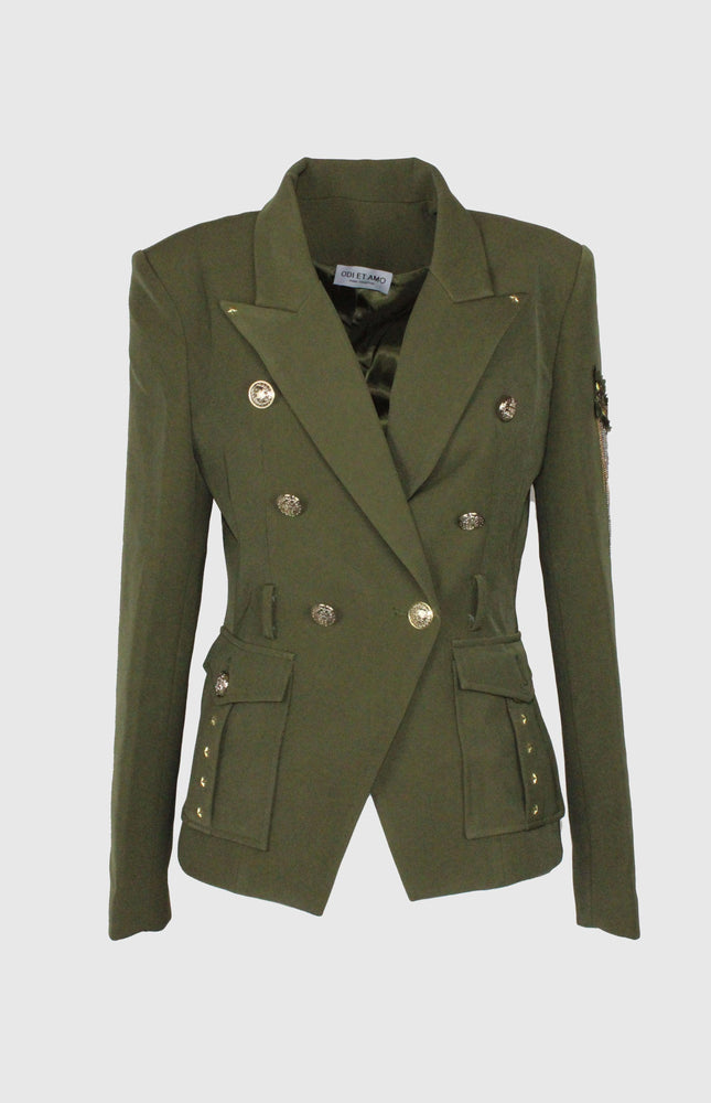 BLAZER ICONIC SLIM FIT DOPPIOPETTO CON BOTTONI ORO E CATENA